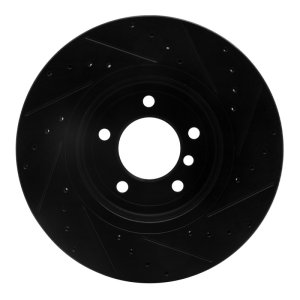 BMW 330I Brake Rotor (1) - Front Left - R1 Concepts - Drilled & Slotted - Black - `01-`08